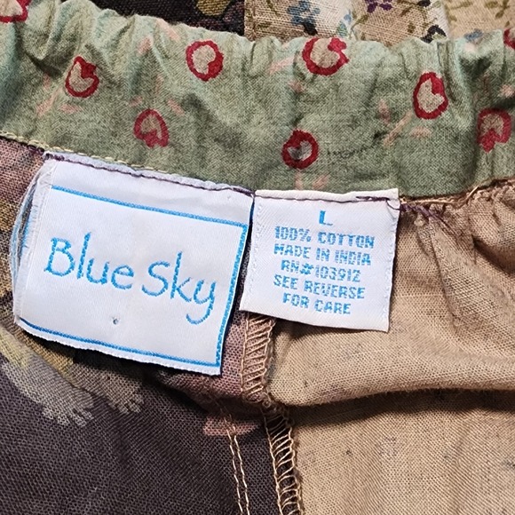 Blue Sky Mixed Patchwork Hippie Boho Cottagecore Festival Maxi Skirt Sz Large - Picture 3 of 13